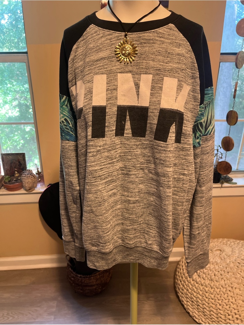 Victoria's Secret PINK Gray Terry Sweater Cozy
